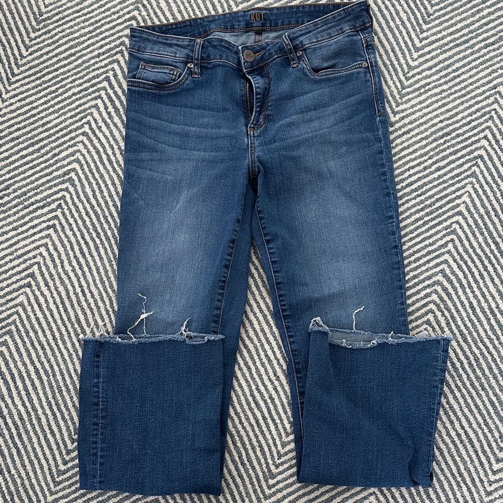 Kut from the Kloth Distressed Blue Ankle Jeans